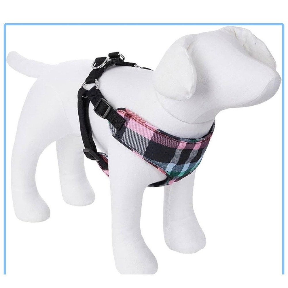 Vera Bradley Plaid Dog Harness Padded No-Pull Adjustable Blue Black Tartan